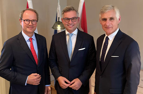 Österreichischer Finanzminister Dr. Magnus Brunner und Österreichischer Botschafter, Dr. Michael Linhart, zu Besuch in Frankfurt